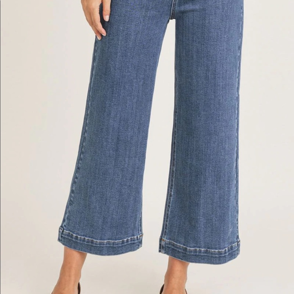 RISEN JEANS HIGH RISE WIDE LEG ANKLE DENIM - Picture 2 of 4